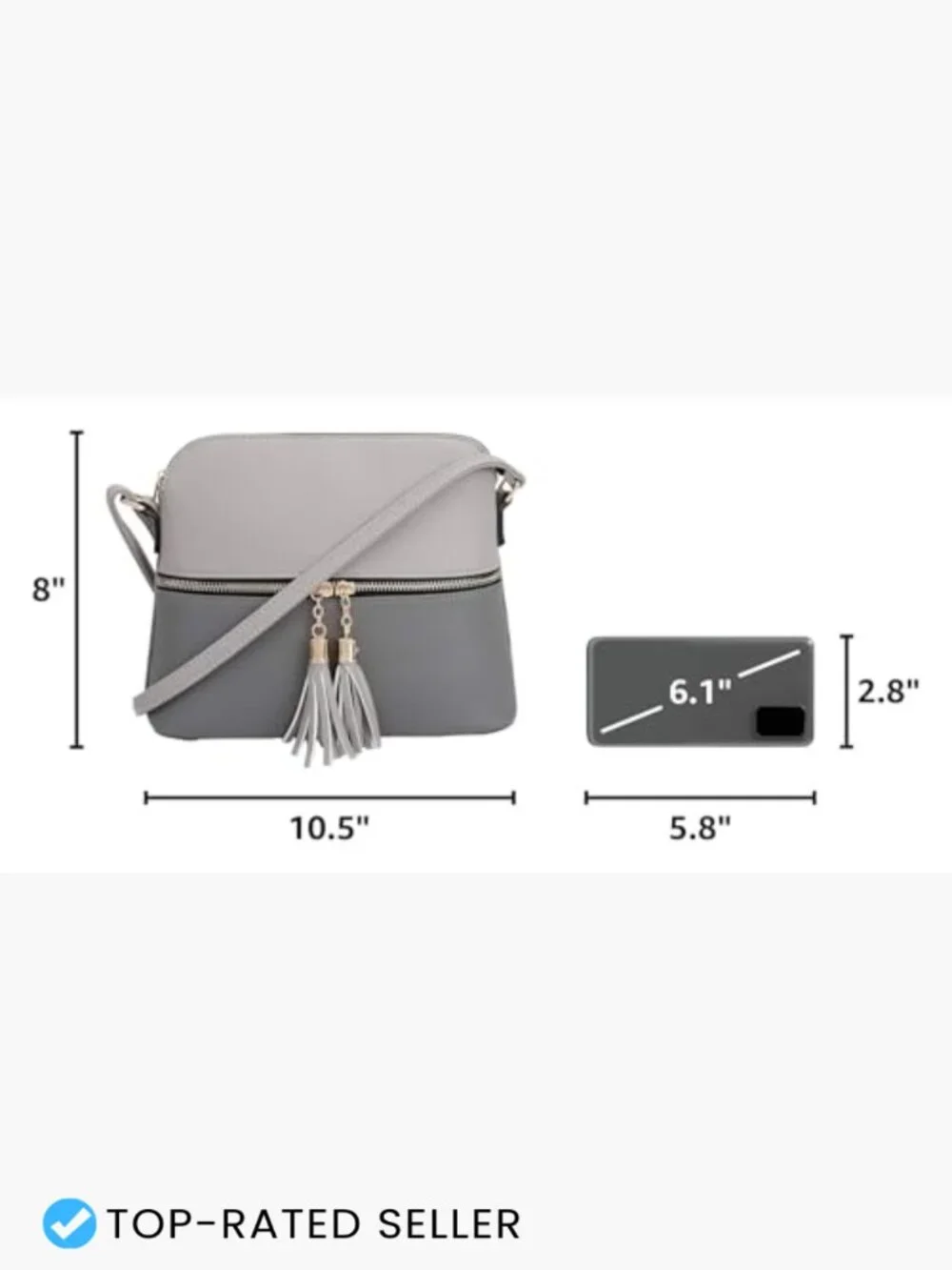 Medium Dome Crossbody Bag with Tassel Zipper Pocket Adjustable Strap